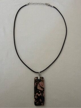 Like New (Worn Once) Handmade Etsy Artisan Pink + Black Jasper Stone Pendant